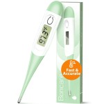 Boncare 10 Seconds Digital Thermometer for Adults and Kids - Accurate & Safe Rectal Thermometer for Baby with Fever Alarm, Oral Thermometer (Light Green)