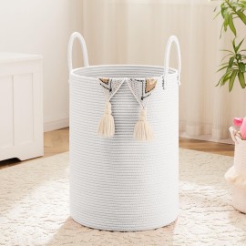 Artfeel Laundry Basket,Woven Cotton Rope Laundry Hamper,100L for Decorative Storage of Dirty Clothes,Toys and Blankets in Bathroom,Baby Room and Living Room