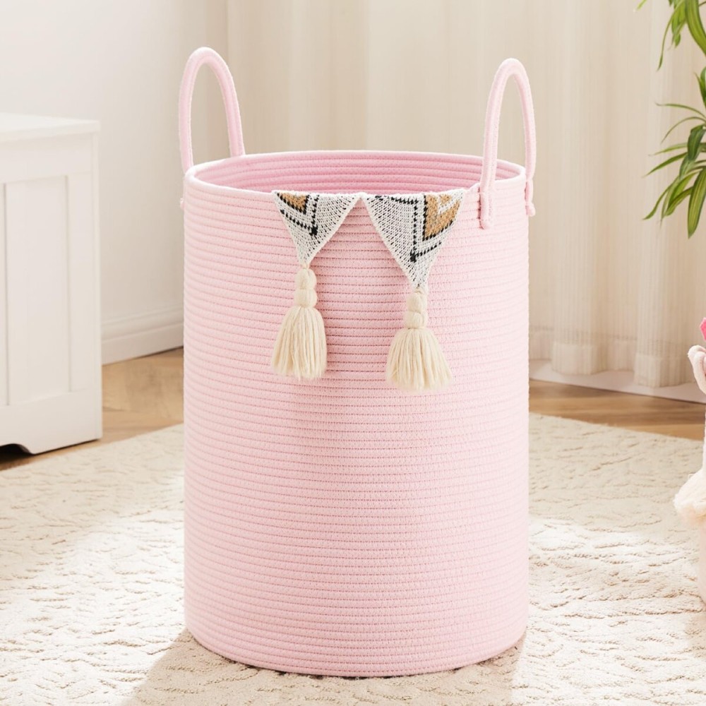 Artfeel Laundry Basket,Woven Cotton Rope Laundry Hamper,60L for Decorative Storage of Dirty Clothes,Toys and Blankets in Bathroom,Baby Room and Living Room