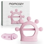 Momcozy Baby Teether Toys | Silicone Teether for 0-12 Months | Baby Teething Relief | Pink