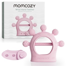Momcozy Baby Teether Toys | Silicone Teether for 0-12 Months | Baby Teething Relief | Pink