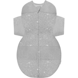 Happiest Baby SNOO Sleep Sack - 100% Organic Cotton Baby Swaddle Blanket - Doctor Designed Promotes Healthy Hip Development (Graphite Stars, X-Large)