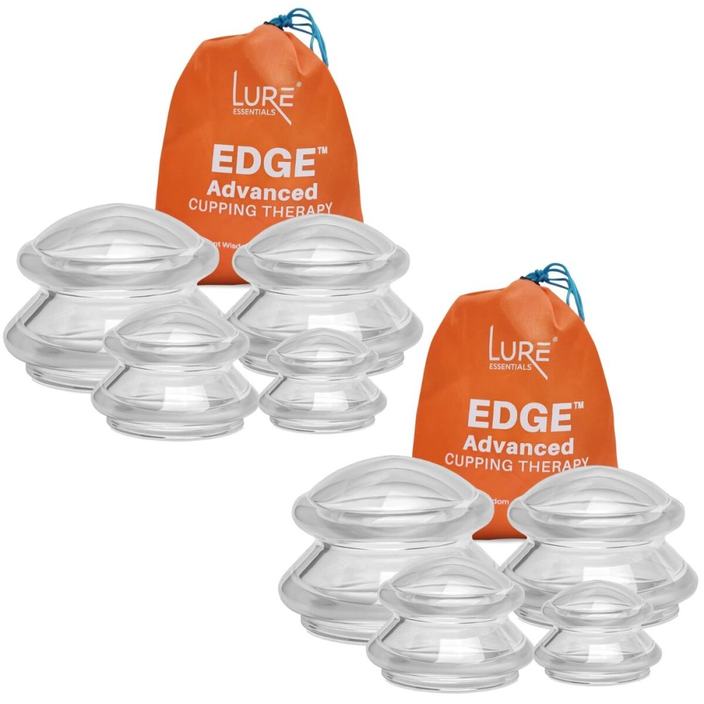Silicone Cupping Therapy Set Professional Massage Cupping Cups for Cupping Therapy - 8 Cup Kit for Massage, Myofascial Release, Cellulite Reduction - Pack of 2 (Lure Clear)