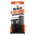 Wild Willies Wood & Composite Beard Combs With Travel Pouch - Dual Action Fine & Coarse Bristles - Premium Grooming Tool for Styling Hair or Beard, All Hair Types