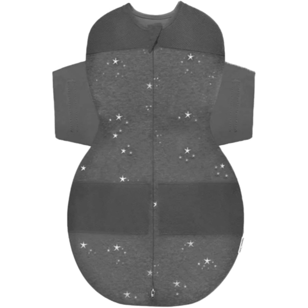 Happiest Baby SNOO Sleep Sack - 100% Organic Cotton Baby Swaddle Blanket - Doctor Designed Promotes Healthy Hip Development (Charcoal Stars, X-Large)
