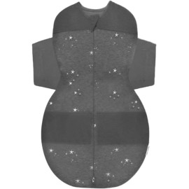 Happiest Baby SNOO Sleep Sack - 100% Organic Cotton Baby Swaddle Blanket - Doctor Designed Promotes Healthy Hip Development (Charcoal Stars, X-Large)