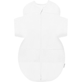 Happiest Baby SNOO Sleep Sack - 100% Organic Cotton Baby Swaddle Blanket - Doctor Designed Promotes Healthy Hip Development (White, X-Large)