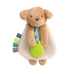 Itzy Ritzy - Itzy Lovey Including Teether - Baby Lovey with Teether, Textured Ribbons & Dangle Arms - Features Crinkle Sound, Sherpa Fabric and Minky Plush (Puppy)