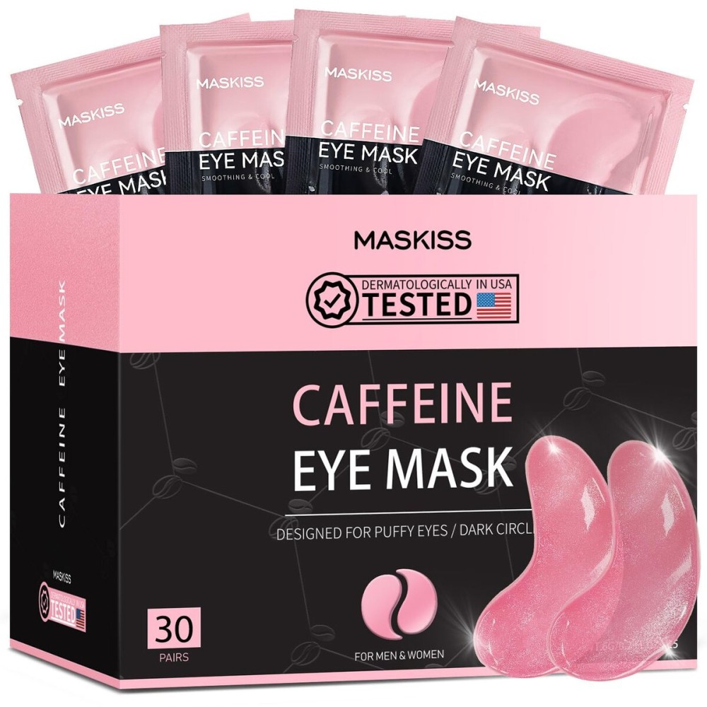 Maskiss Under Eye Patches (30 Pairs), Caffeine Eye Masks for Dark Circles Puffy Eyes Undereye Bags, Collagen Eye Patches for Wrinkles and Puffiness, Skin Care Gift for Her
