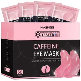 Maskiss Under Eye Patches (50 Pairs), Caffeine Eye Masks for Dark Circles Puffy Eyes Undereye Bags, Collagen Eye Patches for Wrinkles and Puffiness, Skin Care Gift for Her