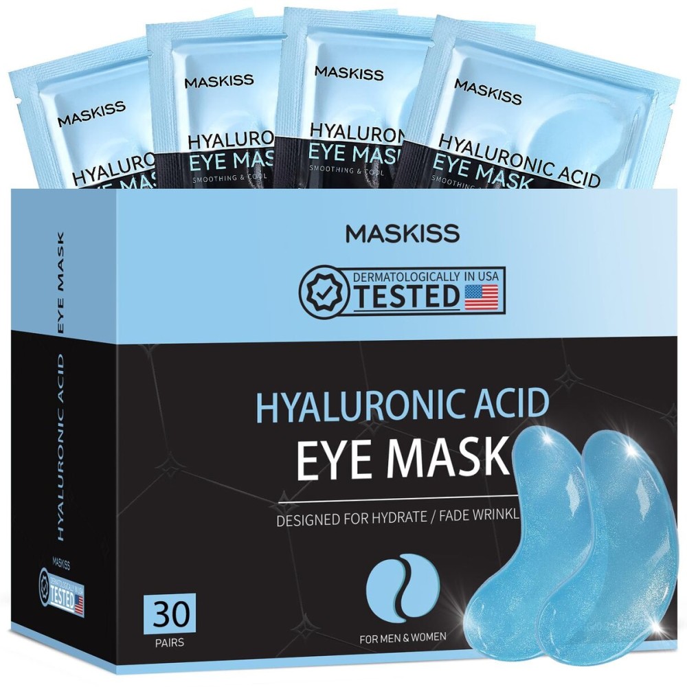 Maskiss Under Eye Patches (30 Pairs), Hyaluronic Acid Eye Masks for Dark Circles Puffy Eyes Undereye Bags, Collagen Eye Patches for Wrinkles and Hydrate, Skin Care Gift for Her