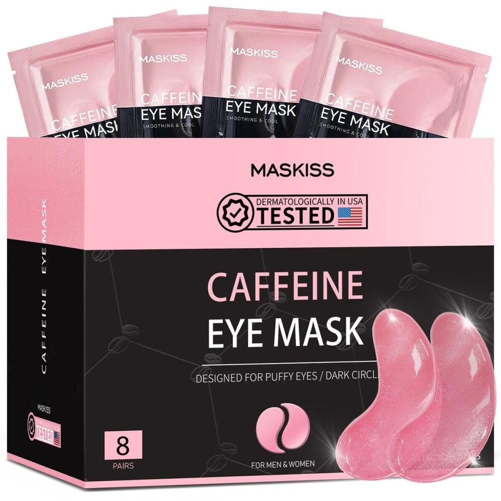 Maskiss Under Eye Patches (8 Pairs), Caffeine Eye Masks for Dark Circles Puffy Eyes Undereye Bags, Collagen Eye Patches for Wrinkles and Puffiness, Skin Care Gift for Her