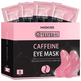 Maskiss Under Eye Patches (8 Pairs), Caffeine Eye Masks for Dark Circles Puffy Eyes Undereye Bags, Collagen Eye Patches for Wrinkles and Puffiness, Skin Care Gift for Her