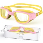 Zeligerstar Kids Swim Goggles,Swimming Goggles for Kids 6-14, Anti-Fog UV Protection Pool Glasses for Boys Girls (Yellow/Pink+Clear Lens)