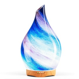 Porseme 280ml Essential Oil Diffuser Glass Color Changing Aroma Air Diffusers Aromatherapy Ultrasonic Cool Mist Humidifier 7 Running Hours Waterless Auto-Off for Sleeping, Yoga, Office, Spa (Galaxy)