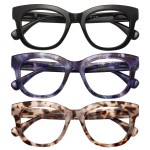 KSSESSE Reading Glasses for Women Men Square Oval Readers with Spring Hinge Thick Frame Style (Black/Demi White/Demi Blue-Clear Lens, 1.00, x)