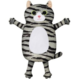 Microwave Heating Pad for Pain Relief, 17 x 9 Microwavable Heating Pads for Cramps, Back Pain, Neck Shoulder, Muscles, Knee, Joints, Natural Heat Pack Moist Heat, Gray Tabby Cat