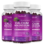 Calcium Magnesium Zinc Gummies with High Absorption Magnesium Glycinate 200mg, Potassium -Plant Calcium Supplement w/ D3 & Sea Moss for Bone, Muscles, Calm Mood & Sleep Support- Kids & adults (3 Pack)