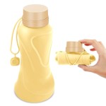 Collapsible Water Bottles,650ml,Leak Proof,Reuseable BPA Free Silicone Foldable Water Bottles,Durable Lightweight for Travel Gym Camping Hiking,Compact Size Portable Sports Water Bottle (Yellow)