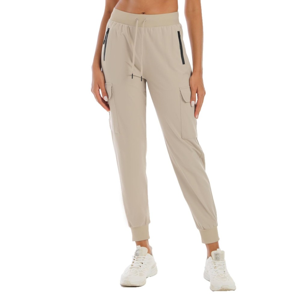 Rrosseyz Womens Cargo Pants with Pockets-Lightweight Quick Dry Water Resistant Hiking Pants for Travel Casual Athletic and Outdoor(Apricot Yellow,M)