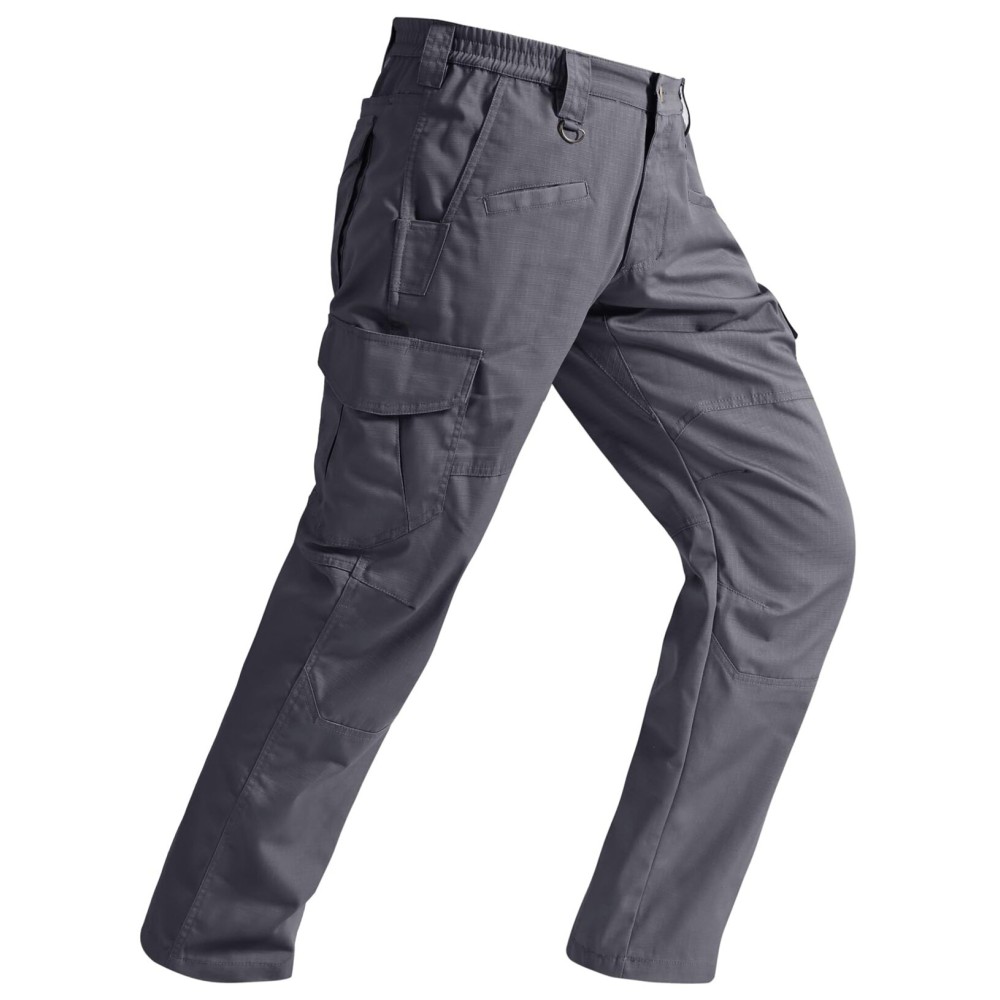 SPOSULEI Mens Cargo Pants Ripstop Work Hiking Pants Outdoor Breathable Quick Dry Stretch Tactical Construction Travel Working Pants with 9 Pockets Dark Grey 34Wx32L