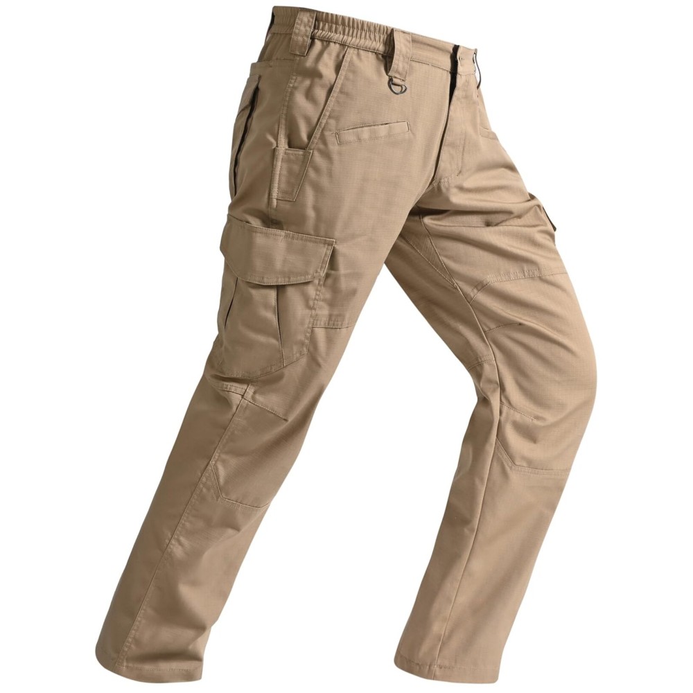 Cargo Pants for Mens Breathable Ripstop Cargo Work Pants Outdoor Quick Dry Stretch Tactical Construction Hiking Travel Pants with 9 Pockets Dark Khaki 40Wx30L
