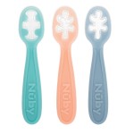 Nuby 3-Stage Baby\'s First Spoons Set - 3 Pack - 6+ Months - Baby Spoons with Easy Grip Handle - Pastels