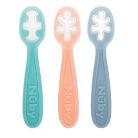 Nuby 3-Stage Baby\'s First Spoons Set - 3 Pack - 6+ Months - Baby Spoons with Easy Grip Handle - Pastels
