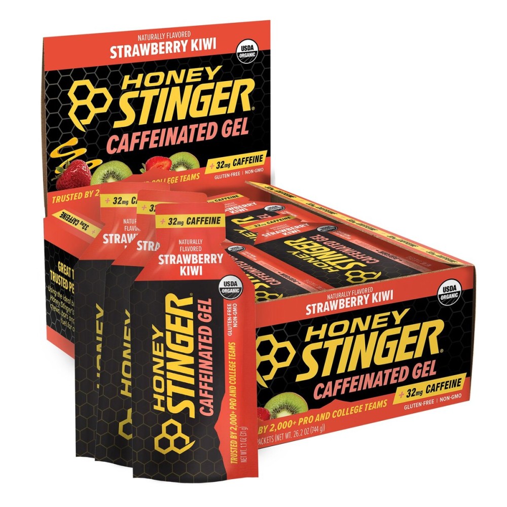 Honey Stinger Organic Strawberry Kiwi Energy Gel, Caffeinated & Gluten Free, for Exercise, Running and Performance, Sports Nutrition for Home & Gym, Pre and Mid Workout, 12 Pack, 13.2 Ounce