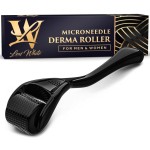 Derma Roller for Skin, Hair & Beard - Women and Men Titanium Microneedling Roller for Face & Scalp, Safe & Easy to Use - Jet Black
