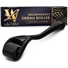 Derma Roller for Skin, Hair & Beard - Women and Men Titanium Microneedling Roller for Face & Scalp, Safe & Easy to Use - Jet Black