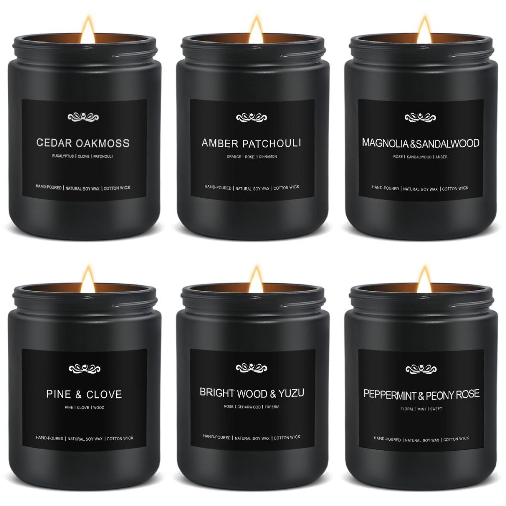 6 Pack Candles for Home Scented, Aromatherapy Candles Gifts Set for Men Candles Set, 42 oz 300 Hour Long Lasting Candles, Gifts for Mens Birthday Christmas Thanksgiving Anniversary Present