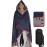 REDCAMP Large Waterproof Stadium Blanket with Hood for Cold Weather, Soft Warm Fleece Camping Blanket Windproof for Outdoor Sports, Dark Blue/Grey