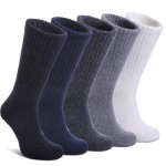 DYW Womens Merino Wool Hiking Socks Thermal Warm Winter Boot Crew Cushion Work Walking Gift Socks 5 Pairs 5 Pairs Solid Colors,Medium