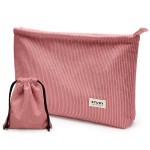WLLWOO Makeup Bag-2pcs Corduroy Cosmetic Bag Zipper Interior Waterproof Pencil Case Coin Purse Travel Toiletry Small Makeup Pouch For Women