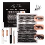DIY Lash Extensions Kit 320pcs Individual Lashes Clusters 40D 50D 100D D Curl Eyelash Extension Kit with Applicator and Lash Bond&Seal, Lash Remover For False Eyelash Mix 11-20mm (40D+50D+100D KIT)