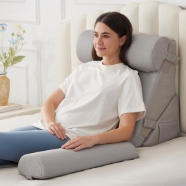 BIEEZZK Orthopedic Bed Wedge Pillow Set 4Pcs, Adjustable Memory Foam Wedges Pillow, Pillow Wedge for Post Surgery, Back Pain Relief, Acid Reflux, Snoring, GERD, Grey