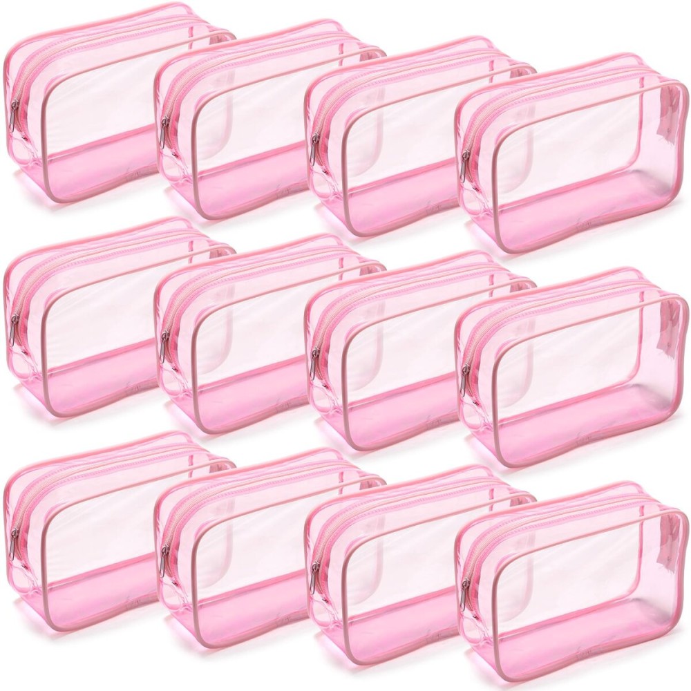 Weewooday 12 Pieces Clear Makeup Bags Cosmetic Storage Bags PVC Zipper Pouches Travel Waterproof Makeup Plastic Case for Women Organizing Toiletries Traveling Bathroom