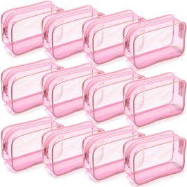 Weewooday 12 Pieces Clear Makeup Bags Cosmetic Storage Bags PVC Zipper Pouches Travel Waterproof Makeup Plastic Case for Women Organizing Toiletries Traveling Bathroom