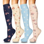 4 Pairs Compression Socks for Women Circulation-Best Support for Nurses,Running,Athletic,Travel S-M
