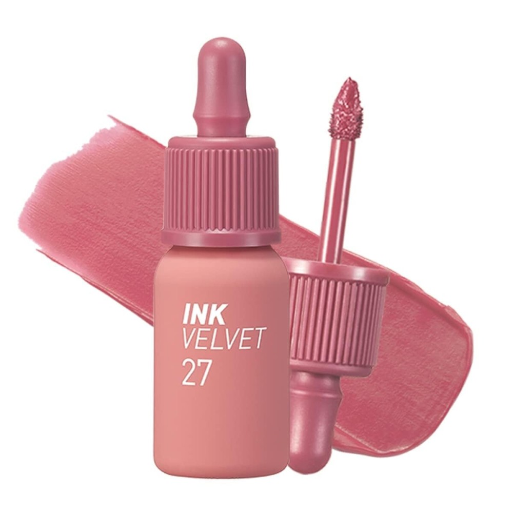Peripera Ink the Velvet Lip Tint - High Pigment Color, Longwear, Weightless, Not Animal Tested, Gluten-Free, Paraben-Free (027 STRAWBERRY NUDE)