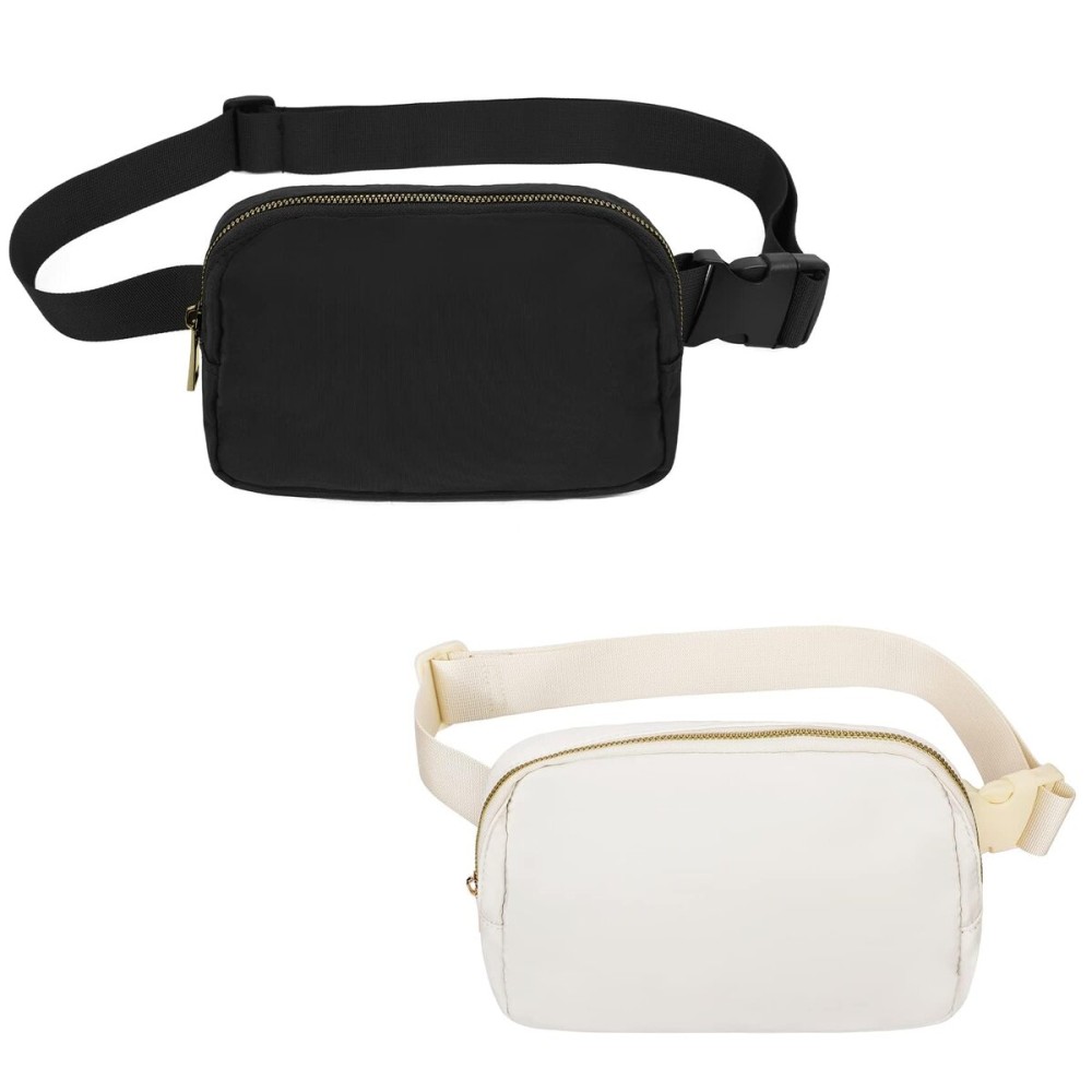 VOROLO Fanny Pack Crossbody Bag For Women And Men Belt Bag Gift For Women Bum Bag with Adjustable Strap for Sports Black+White