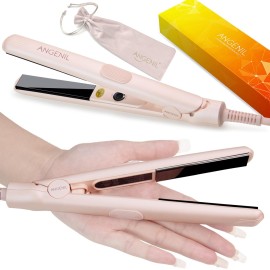 ANGENIL Ultra Mini Hair Straightener Flat Iron for Short Hair, 0.7 Inch Ceramic Dual Voltage Hair Straightener, Small Flat Iron Edges with Silicone Heat Resistant, Fast Heating (280- 320 -380)