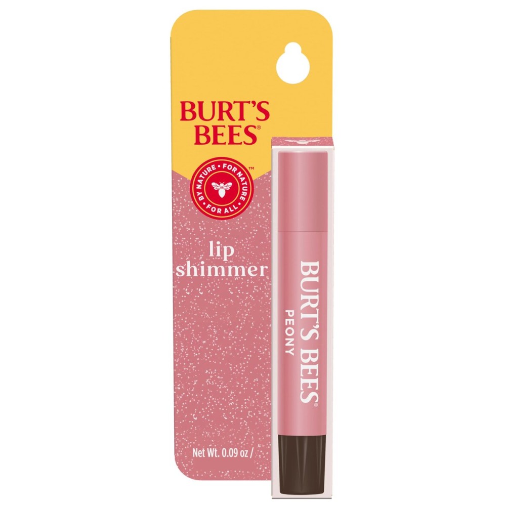 Burt\'s Bees Shimmer Lip Tint, Tinted Lip Balm Stick, Moisturizing for All Day Hydration with Natural Glowy Pigmented Finish & Buildable Color, Peony, 1 Tube, 0.09 oz.