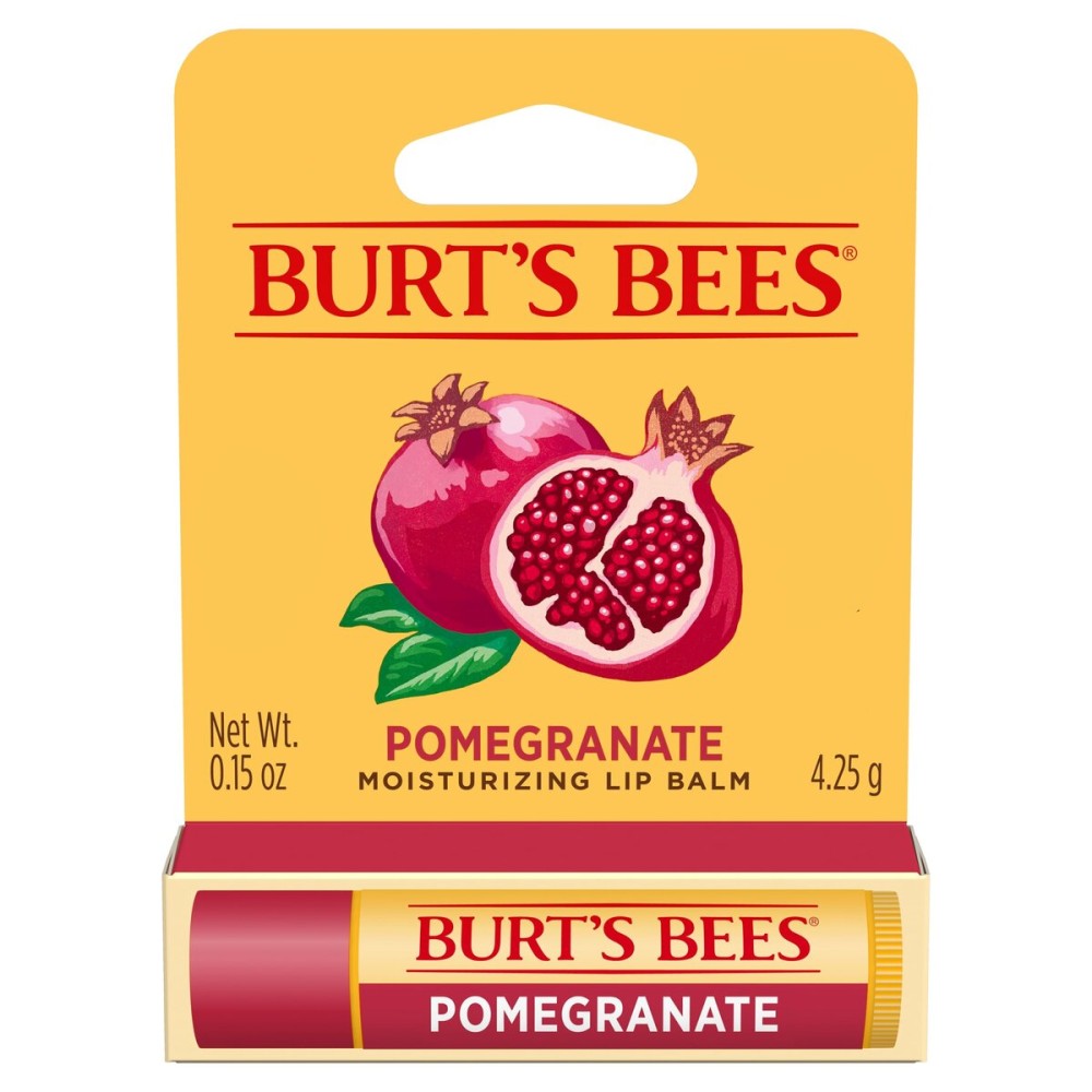 Burt\'s Bees Lip Balm, Pomegranate, Lip Moisturizer With Responsibly Sourced Beeswax, Tint-Free, Natural Conditioning Treatment, 1 Tube, 0.15 oz.