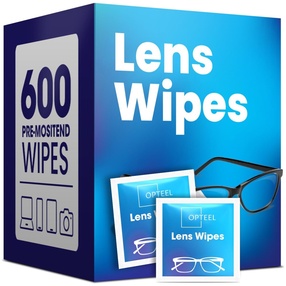 Lens Wipes for Eyeglasses - Pre-moistened Eyeglass Lens Cleaning Wipes - 600 Lens Wipes Individually Wrapped Sracth-Free Streak-Free Eye Glasses Wipes Lens Cleaner for Sunglass & Camera Lens
