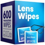Lens Wipes for Eyeglasses - Pre-moistened Eyeglass Lens Cleaning Wipes - 600 Lens Wipes Individually Wrapped Sracth-Free Streak-Free Eye Glasses Wipes Lens Cleaner for Sunglass & Camera Lens