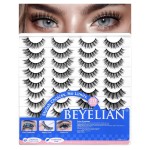 BEYELIAN False Eyelashes Natural Look 20 Pairs Strip Lashes, Wispy Lash Pack Soft 3D Volume Faux Mink Lashes That Look Like Extensions C-MIX-2