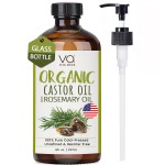 VITAL AFFAIR Organic Castor Oil With Rosemary Oil For Hair Growth - 100% Pure Rosemary Hair Oil With Pure Castor Oil Cold Pressed Unrefined Glass Bottle - Strengthening & Volumizing 8 Fl Oz