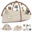 Blissful Diary Baby Play Gym & Activity Mat, Leaf Shaped Baby Tummy Time Play Mat with 6 Detachable Toys, Promotes Motor Skills & Sensory Development, Newborn Baby Essentials Gift, Oatmeal Beige